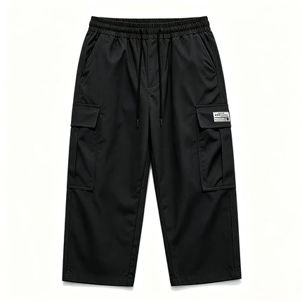 Men New Cargo Capri Pants Loose Fit Elastic Drawstring Waist Multi Pocket Outdoor Walking Holiday Summer Casual 7/8 Trousers