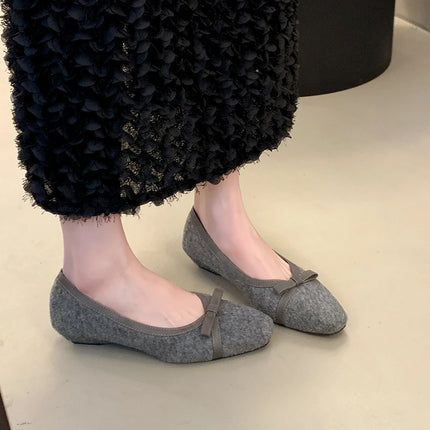 Fur Lining Women Flats Shoes Concise Round Toe Butterfly-knot Shoes Comfort Soft Sole Outdoor Shoes 2026 Spring Autumn Loafer