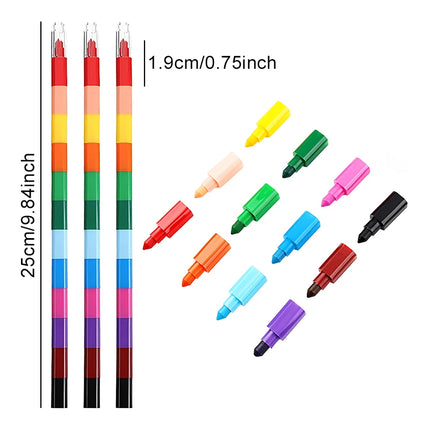 12/24/36PCS Rainbow Colored Building Block Crayons Stackable 12-Color Draw Crayons Rewards Artclass Painting Pens Stationery ZYF