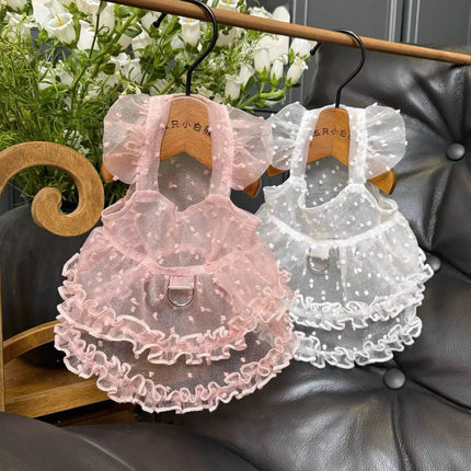 Lace Mesh Pet Dress Summer Princess Style Dog Clothes Maltese Breathable Suspender Sweet Little Dog Skirt