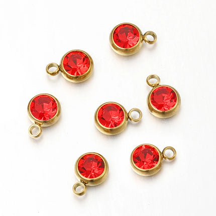 20pcs/lot 6mm Crystal Stainless Steel Rhinestone Charms Birthstone Pendants for Jewelry Making DIY Necklace Bracelet Accessories