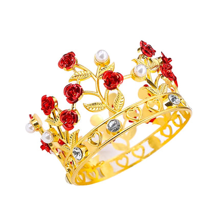 Luxury Flower Crown Small Tiaras For Doll Diadem Girls Birthday Bridal Wedding Hair Jewelry Prom Crown Cake Topper Ornaments