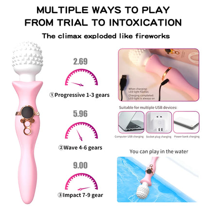 New Sex Toys Dildo Powerful Vibrator for Women AV Magic Wand G-spot Orgasm Masturbator Double Head Stimulation Vibrator