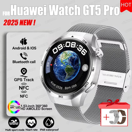 2027 Watch 5 Pro Track Compass Watch Men 360*360 AMOLED Screen NFC BT Call Waterproof Health Monitor Man Smartwatches