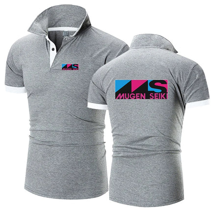 2024 Summer Men's Mugen Seiki Logo Print Popular Lapel Collar Cotton Simplicity Comfortable Quick-Drying Solid Color Polo Shirts