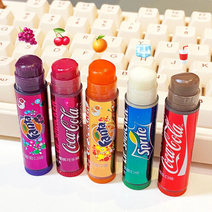 LiP Smacker X CoCa Cola 5pcs Lip Blam Set Long-Lasting Moisturizing Colorful Lip Balm for Autumn Winter Perfect Christmas Gift