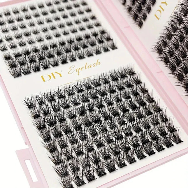 1Box Individual Lashes Clusters DIY Lash Extensions Book, D Curl Lash Clusters Eyelash Extension at Home