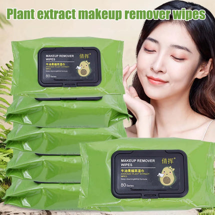 10/400 Sheets Avocado Plant Extract Makeup Remover Wipes Gentle Cleansing Spunlace Non-woven Fabric Daily Makeup Removal Wipes