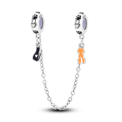 Sparkling Clear Silver Safety Chain 925 Sterling Silver Safety Chain Charm Beads Fit Original Bangle Bracelet DIY Jewelry