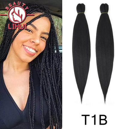 30" Ombre Brown Pre Stretched Braiding Hair YAKI Straight Jumbo Braids Hair Extensions Synthetic Bulk Hair Wholesale Fake Hair