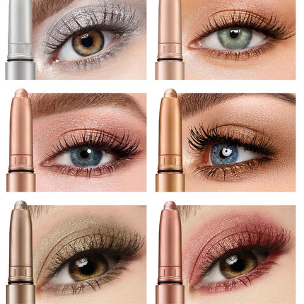 6-Color Eyeshadow Stick Pearlescent Matte Multi-color Anti-smudge Eyeshadow Pen 6 Pcs Set