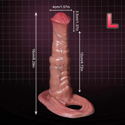 Realistic orse Penis Sleeve with Soft Cock Ring Stretchy Extender Condom Ejaculation Delay Cock Sleeve Adult Sex Toys for Men