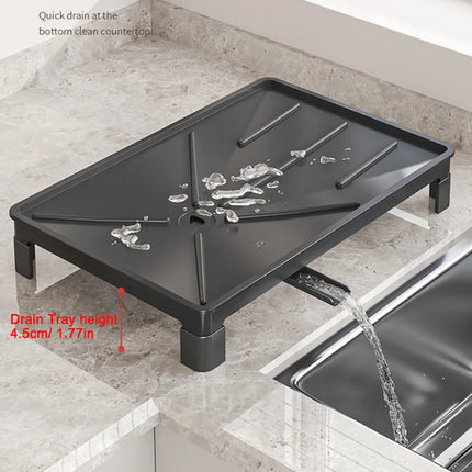 Metal Dish Drying Rack with Cup & Utensil Holders, Large Capacity Space-Saving Kitchen Sink Organizer