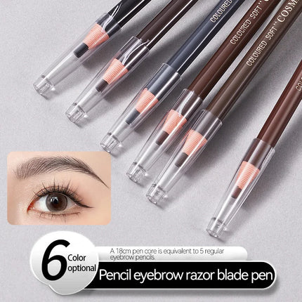 12PCS High Quality Pull Eyebrow Pencil Black Leather Makeup Wild Line Eyebrow Pencil Waterproof Hard Core Flat Head Pencil