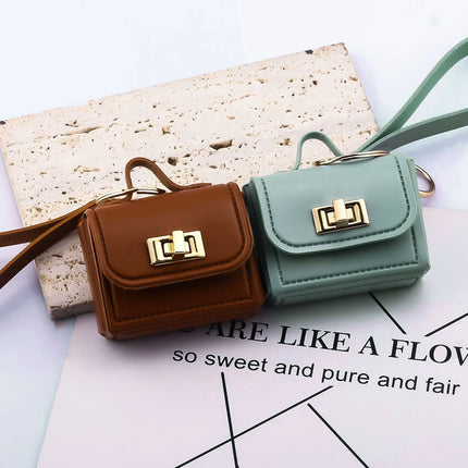 Mini Leather Openable Small Bag Keychain Pu Leather Hand Strap Coin Purse Accessories Pendant Mobile Phone Bag Jewelry Gift