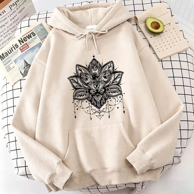 Vintage Art Flower Print Hoodies Casual Hoodies Sweatshirts Men Women Graphic Hoody Solid Color Hoodie Sweatshirt
