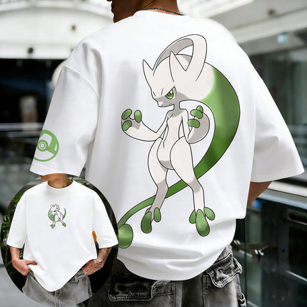 Pokemon  Anime Mewtwo Y Printed Pure Cotton Unisex T-shirt Summer New Street Hip-hop Loose Casual Y2K Parent-child Top