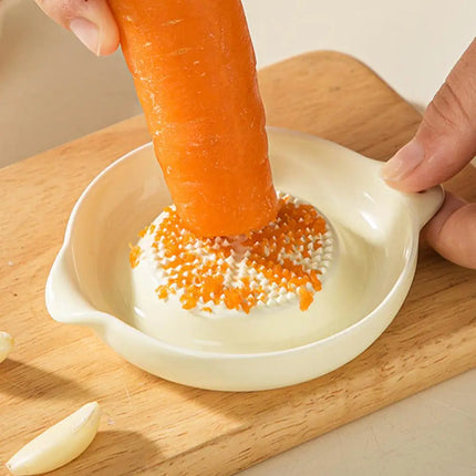 White Simple Style Ceramic Ginger Grater Tool Hand Grinder Garlic Masher Portable Porcelain Carrot Ginger Grinding Kitchen Tool