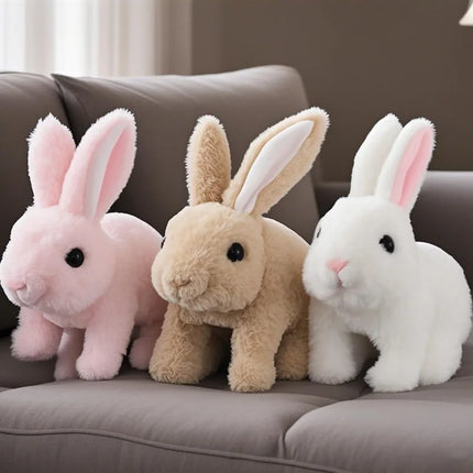 Cute Electric Rabbit Interactive Plush Toys Carrot Bunny Walking Wagging Ears Wagging Tail Stuffed Doll Pe
