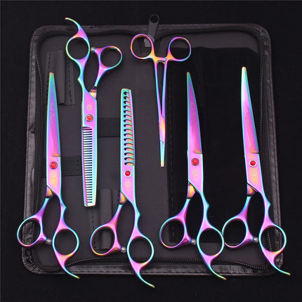 Pet Grooming Scissors Purple Dragon Japan Stainless Pink Curved Scissors For Dogs Dog Thinning Scissors Pet Chunker Shears Z3003