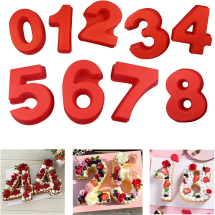 10in 3D Large Number Cake Mold 0-9 Silicone Baking Pans for Birthday Wedding Anniversary Party Decorations DIY Home Baking Tools