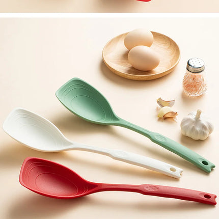 Kitchen Tool Silicone Spoon Multi purpose Grip Comfortable Anti slip Round Handle Large Cookware Tableware Spoon