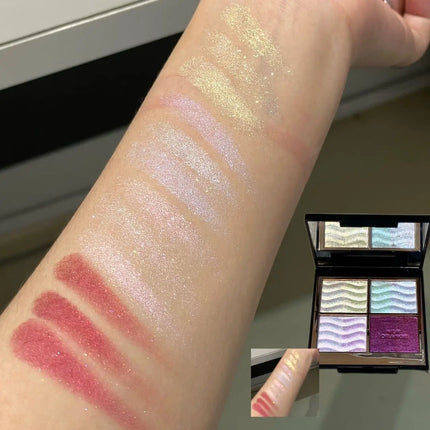 Herorange Color Block Dream Shadow Palette Four-Color Glitter Chameleon Effect Pearlescent Sparkling Easy to Apply Long-Lasting Non-Fading Mashed Potato Texture Four-Color Eyeshadow Palette Cosmetics Christmas Gift
