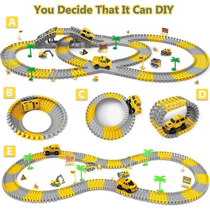 137-467pcs Car Electric Car Train Track Sets Brain Game Flexible Curved Vehicles Toys Plastic Colored Railroad for Child's Gifts