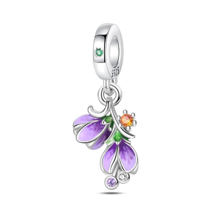 Purple Series 925 Sterling Silver Lily of the Valley Rose Mermaid Witch Hat Charm Fit DIY Bracelet Necklace Charming Gifts