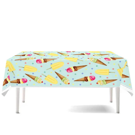 Ice Cream Theme Disposable Tablecloth Happy Birthday Party Decoration For Home Summer Wedding Birthday Baby Shower Decor