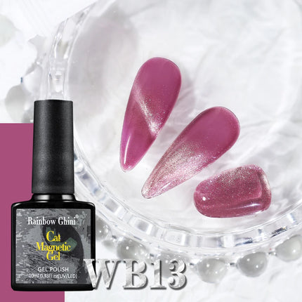 Rainbow Ghini 10ml Ruby Red Color Cat Eye Gel Polish Crimson Burgundy Color Glitter Effect Gel For Autumn/Winter Polish Nail Art