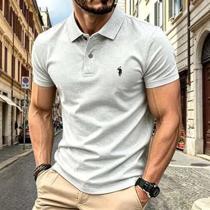 Summer Men's High-End Short-Sleeved Polo Shirt with Luxurious Embroidery - Fashionable and Casual T-Shirt for Summer  New Design