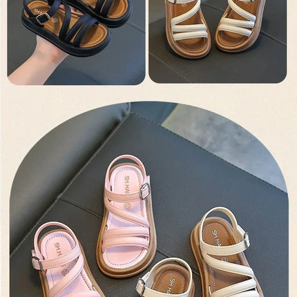 Elegant Summer New Style Korean Version Princess Children's Sandals Elegant Open Toe Stylish Versatile Cute Student Sandals