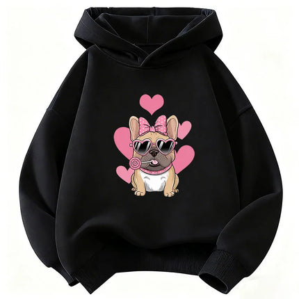 Summer Spring Fashion Cute French Bulldog Design Hoodie Kids Children's Sweatshirt Hoody Boys Girls Casual Hoodies Clothes