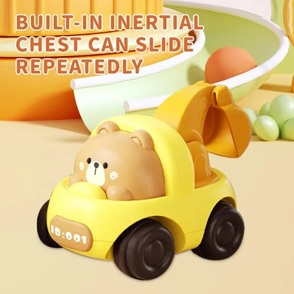 4 PCS Cute Cartoon Creative Animal Lnertial Engineering Car Dump Car Car Excavator Little Bear Puppy Pig Little Tiger