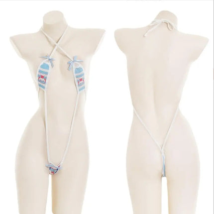 Sexy Backless Bunny Sexy Lingerie Three-point One-piece Bikini Bodysuit Women Lingerie Adjustable Halterneck Underwear Set
