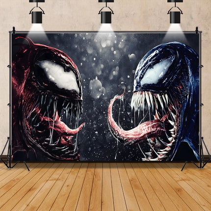 Marvel Movie Venom Backdrop Banner Superhero Custom Name Photo Background Spider-Man Kids Boy Birthday Party Decor Photo Props