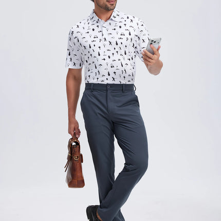 Men's Golf Pants 30"/32"/34" Stretch Work Dress Pants Slim Straight Lightweight Quality Business Trousers Casual Suit Pants