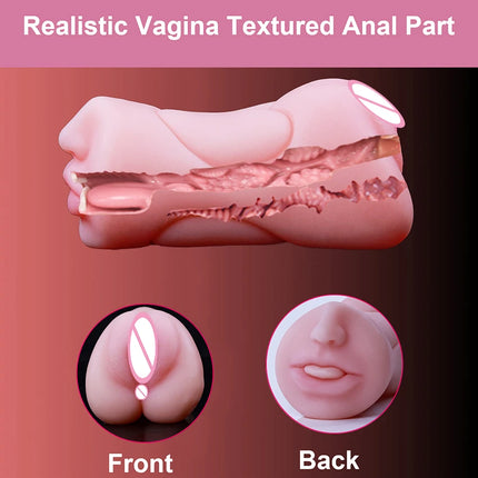 2 IN 1 Sex Toys Masturbation For Men Deep Throat Artificial Real Pussy Oral Male Masturbator Realistic Vagina Adult Pocket Pussy