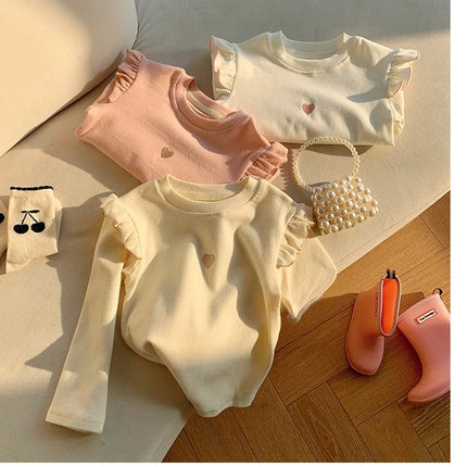 New Children's T-Shirt Sweater Girls Long-Sleeved Spring and Fall Models Long-Sleeved Bottoming Shirt Girls Sweater T-Shirt Long