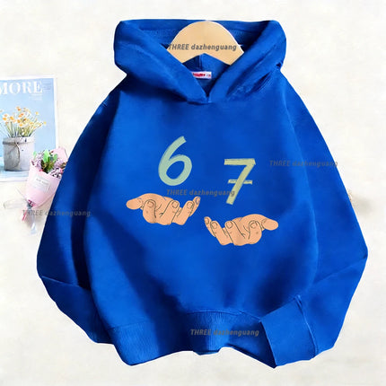 Autumn Children's Comfortable Hoodies 67 Six Seven Digit Print Kid Cute Fleece Sweatshirt Boys Girls Casual Fashion Sport Hooded