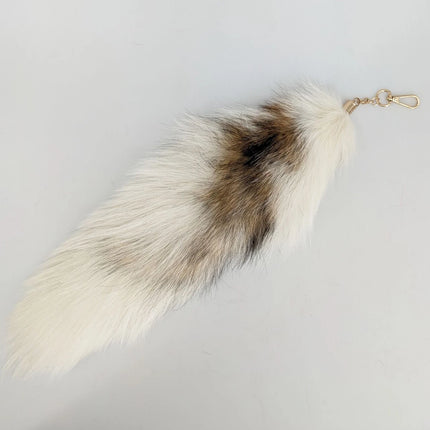 natural fox fur tail keychain furry 2024 chic y2k  beautiful accessory length 40 cm Car Keychains For Women