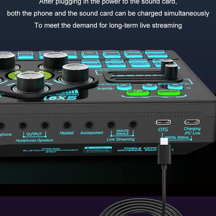 SX91 48V Audio Mixer with Voice changer,Podcast Mixer,Sound Card for Phone Gaming Karaoke Studio Live Streaming Podcast