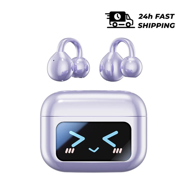 Wireless Ear Clip Earphones with Touch Screen 144 Languages AI Real Time Translation Headphones Smart Bluetooth 5.4 Earbuds
