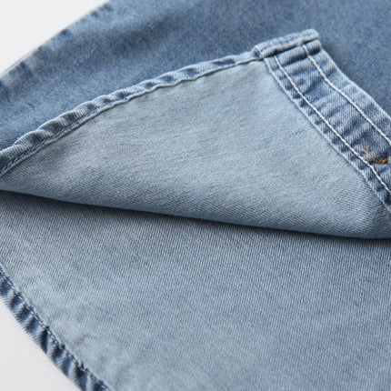 Toddler Kids Summer Jean Shirts Baby Boys Casual Denim Shirt Solid Color Short Sleeve Button Down Blouse Fashion Tops Streetwear