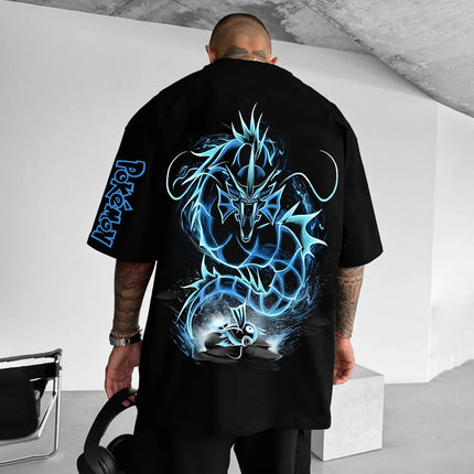 Summer Anime Pokémon Cosplay T-Shirt Cotton Short Sleeve Tops Casual Loose Retro T-Shirt Men Women Family Matching Outfits Tops
