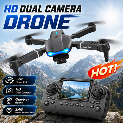 ZNLYRION RC Drone with Screen Remote Control 4K Dual Camera Optical Flow Positioning Obstacle Avoidance Foldable FPV WIFI APP Control One Key Return 360° Flip Quadcopter Toy for Beginners