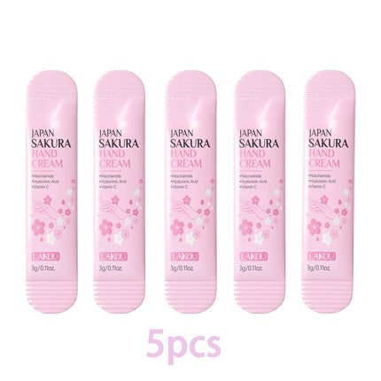 LAIKOU Sakura Hand Cream 3g Sachet Niacinamide Hyaluronic Acid Moisturizing Nourishing Mini Travel Hand Lotion for Dry Skin