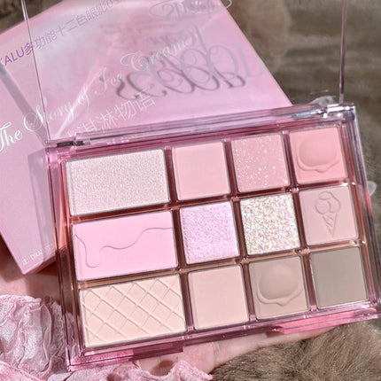 12Color Pink Brown Eye Shadow Tray Pearl Glitter Earth Matte Chocolate Eyeshadow Palette Korea Low Saturation Eye Pigment Makeup