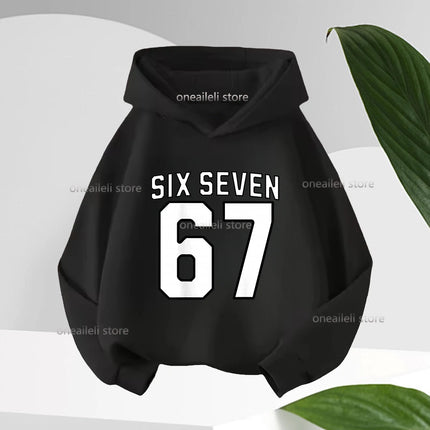 Spring Autumn Graphic Funny 67 Children's Hoodies Sweatshirt Casual Hip Hop Long-sleeve Fleece Boy Girl Kid Warm Hooded Pullover